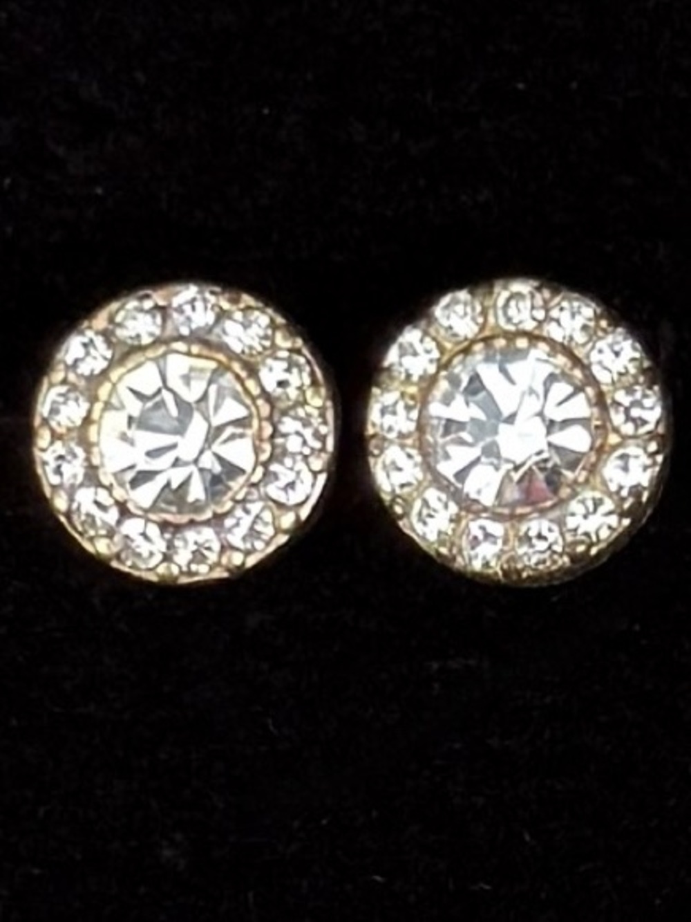 Vintage aged Goldtone bling Stud Pierced Earrings